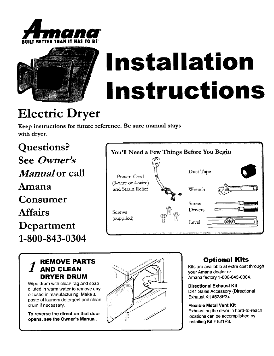 Amana 40086101 User Manual | 6 pages