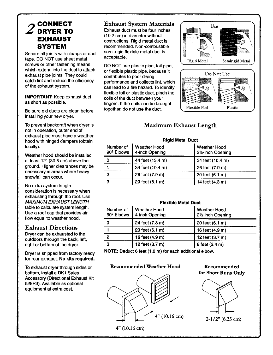 Connect, Dryer to exhaust system | Amana 40086101 User Manual | Page 2 / 6