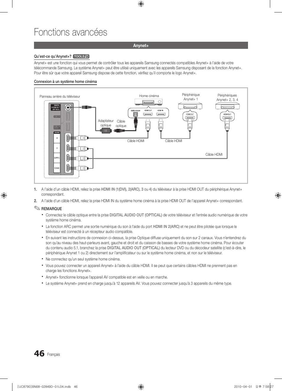 Fonctions avancées | Samsung UE46C8790XZ User Manual | Page 110 / 258