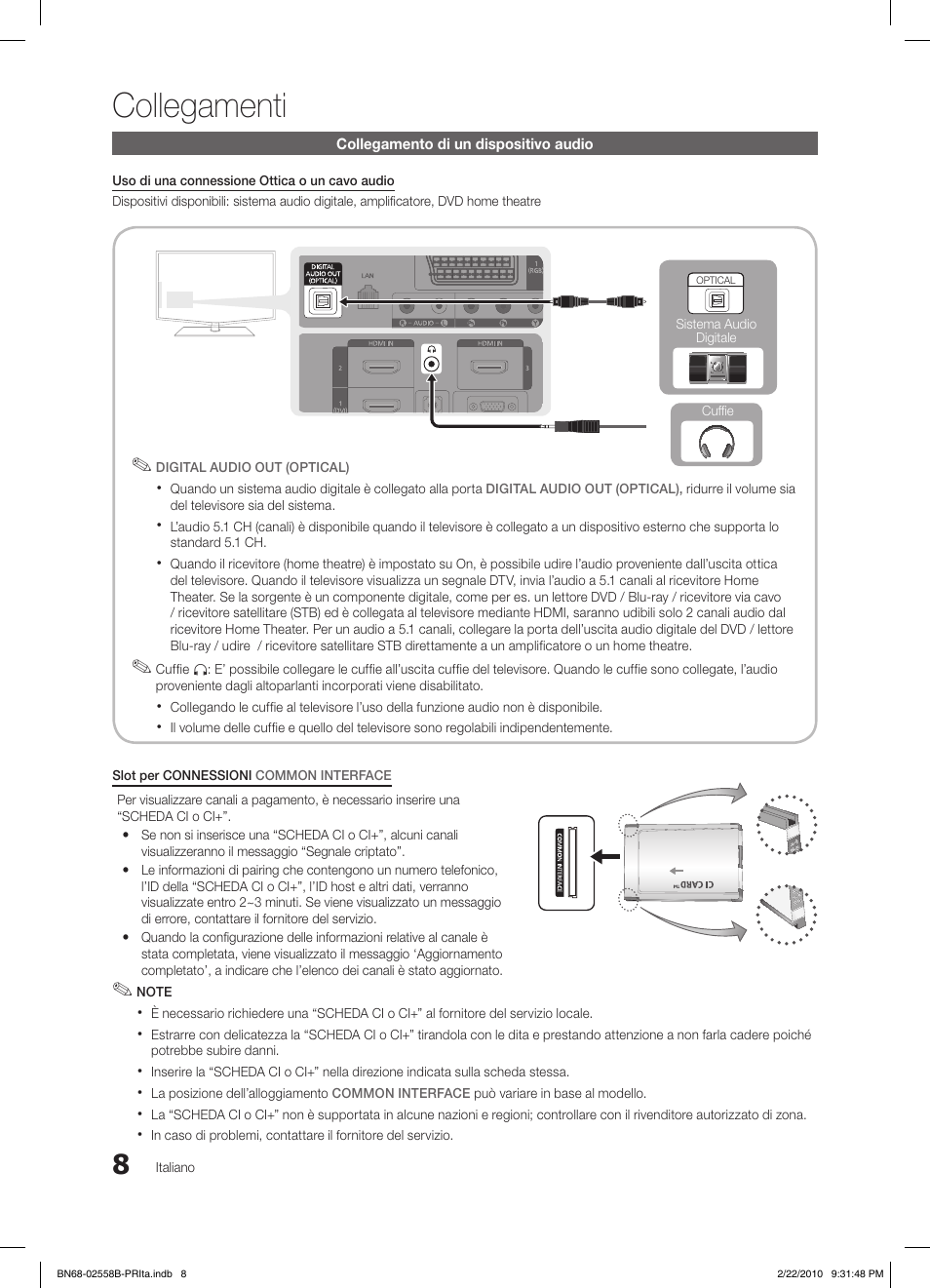 Collegamenti | Samsung LE46C653M2W User Manual | Page 170 / 217