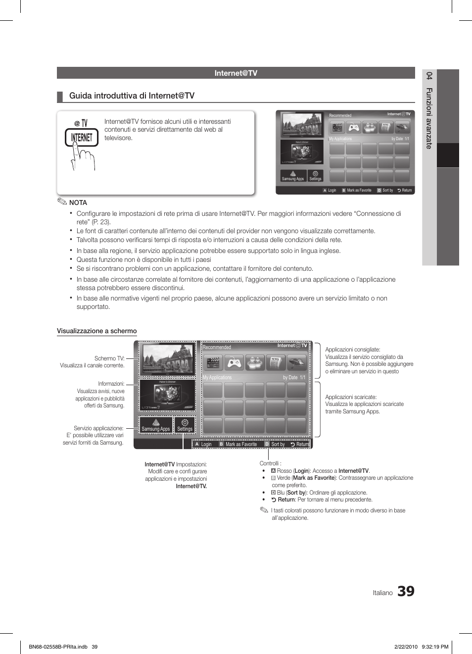 Guida introduttiva di internet@tv | Samsung LE46C653M2W User Manual | Page 201 / 217