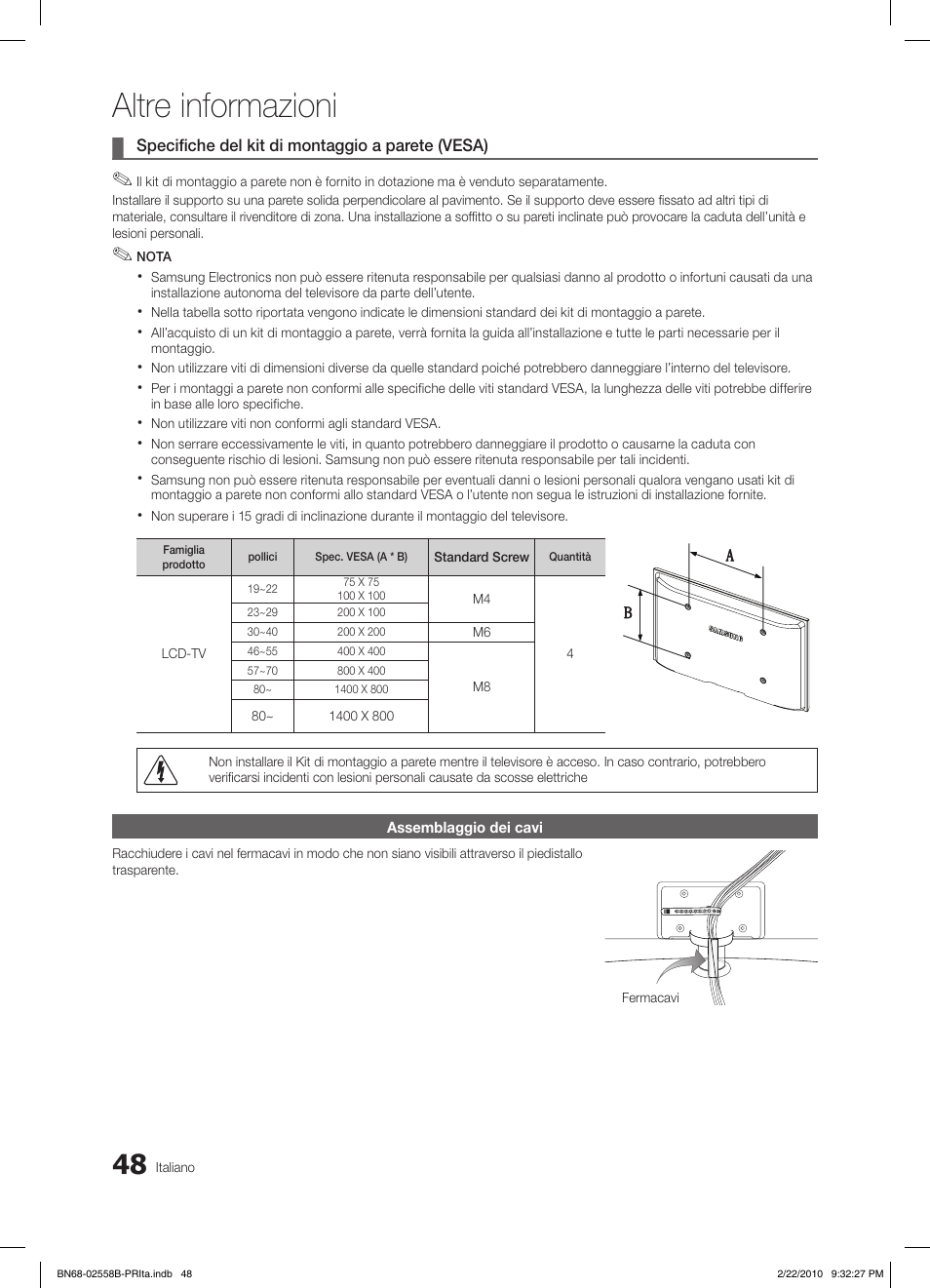 Altre informazioni | Samsung LE46C653M2W User Manual | Page 210 / 217