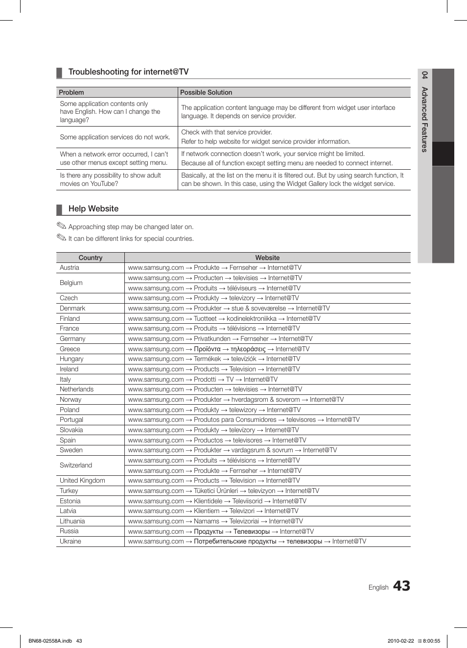 Samsung LE46C653M2W User Manual | Page 43 / 217