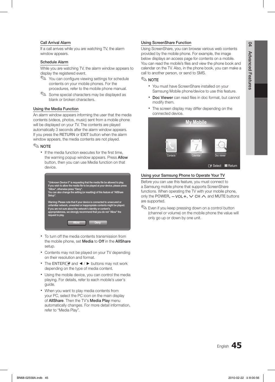 Samsung LE46C653M2W User Manual | Page 45 / 217