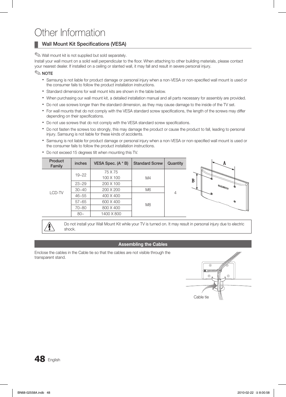 Other information | Samsung LE46C653M2W User Manual | Page 48 / 217