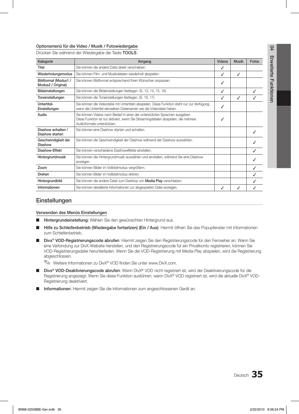 Einstellungen | Samsung LE46C653M2W User Manual | Page 89 / 217