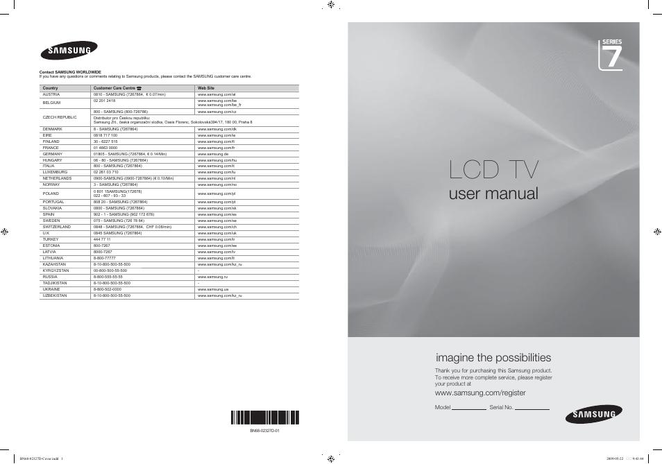 Samsung LE40B750U1P User Manual | 302 pages