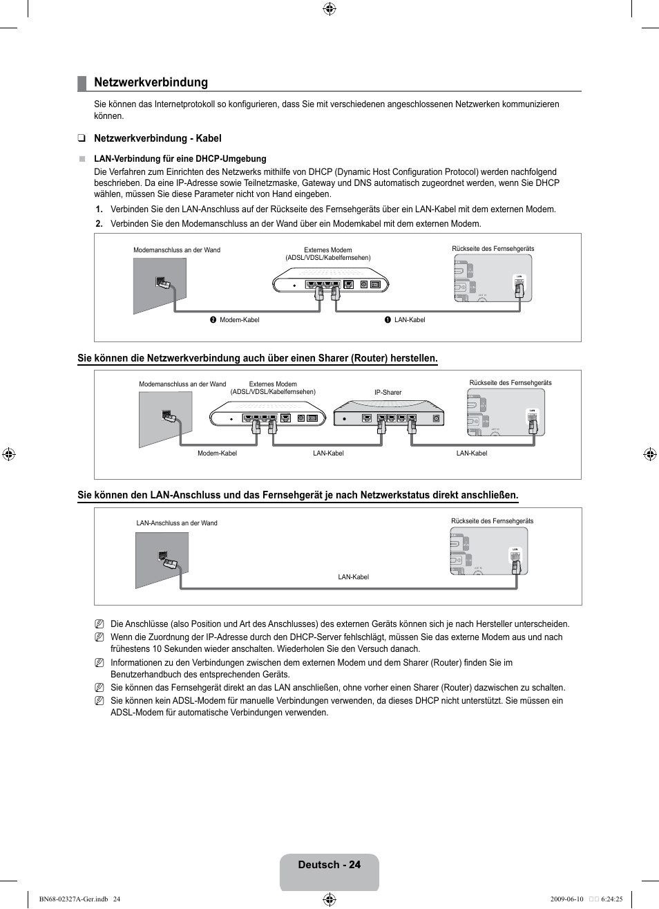 Netzwerkverbindung | Samsung LE40B750U1P User Manual | Page 110 / 302