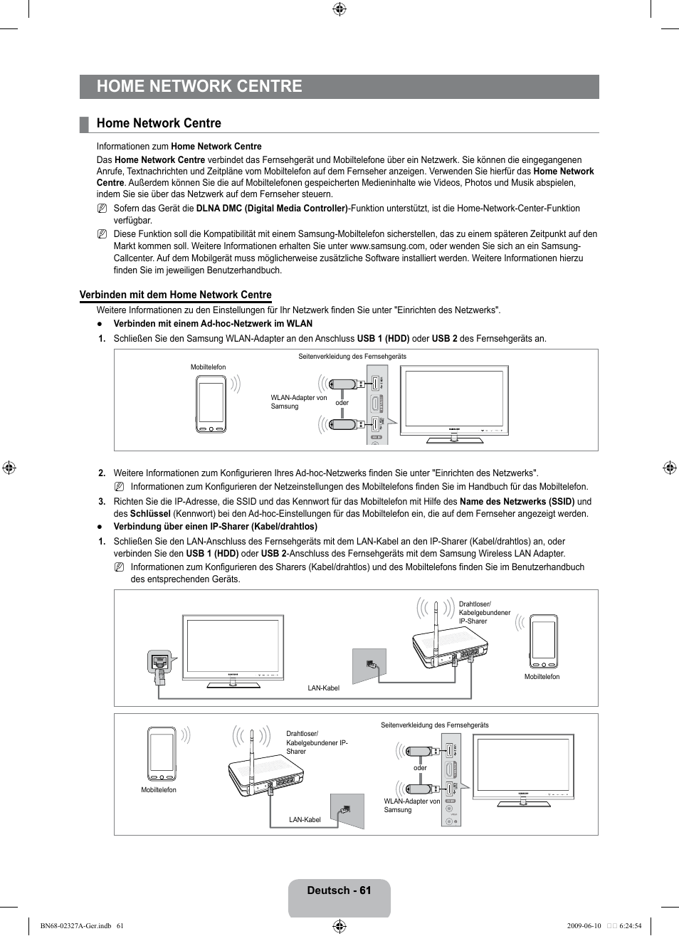 Home network centre | Samsung LE40B750U1P User Manual | Page 147 / 302