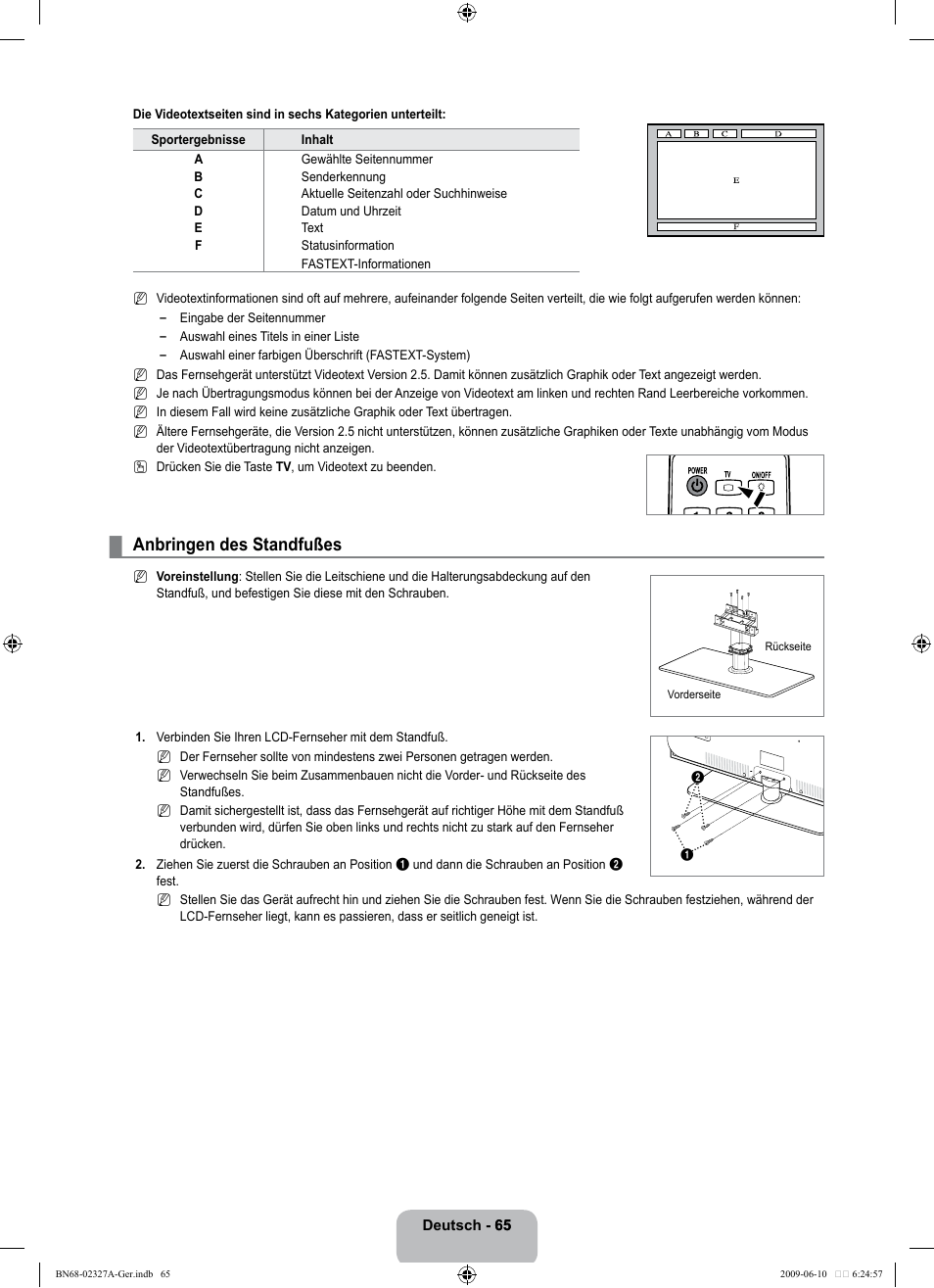 Anbringen des standfußes | Samsung LE40B750U1P User Manual | Page 151 / 302