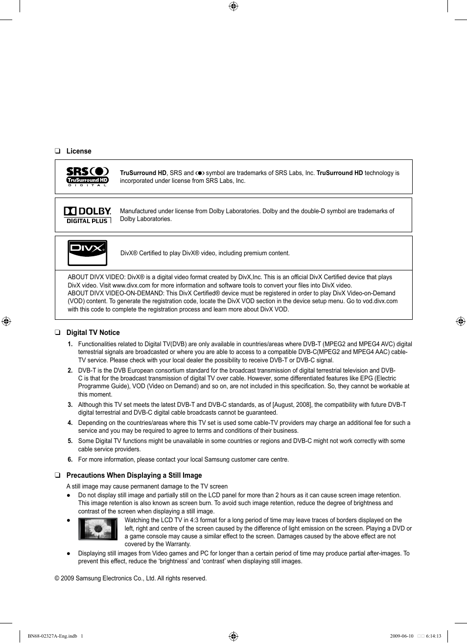 Samsung LE40B750U1P User Manual | Page 2 / 302