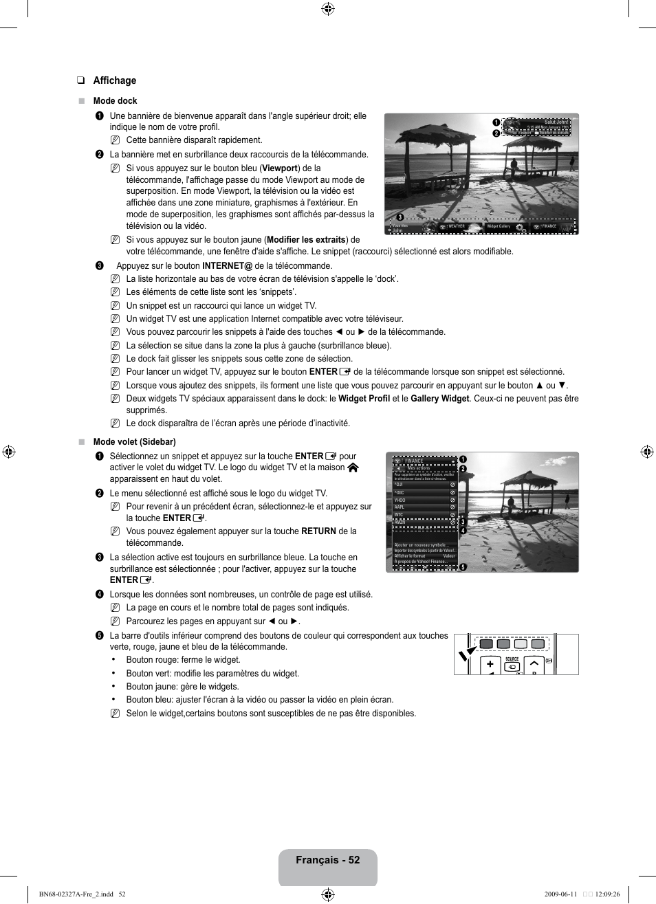 Français - 52 affichage | Samsung LE40B750U1P User Manual | Page 208 / 302