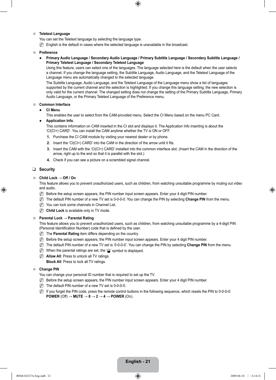 Samsung LE40B750U1P User Manual | Page 23 / 302