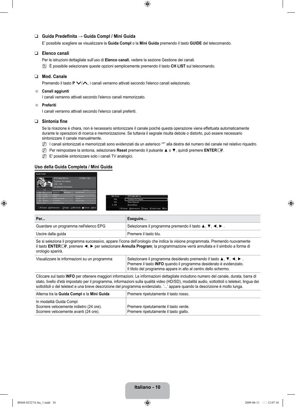 Elenco canali, Mod. canale, Sintonia fine | Uso della guida completa / mini guida | Samsung LE40B750U1P User Manual | Page 236 / 302