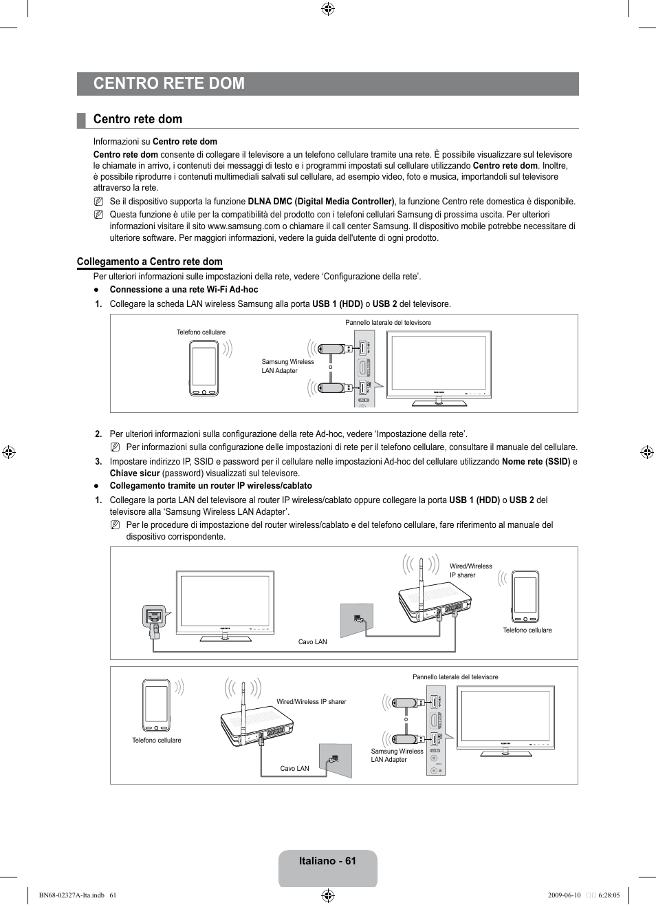 Centro rete dom | Samsung LE40B750U1P User Manual | Page 287 / 302