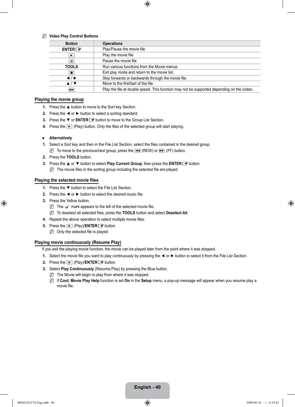 Samsung LE40B750U1P User Manual | Page 42 / 302