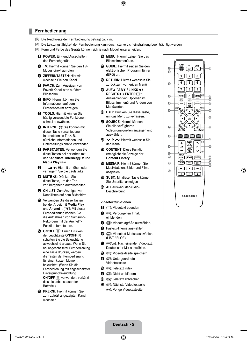 Fernbedienung | Samsung LE40B750U1P User Manual | Page 91 / 302