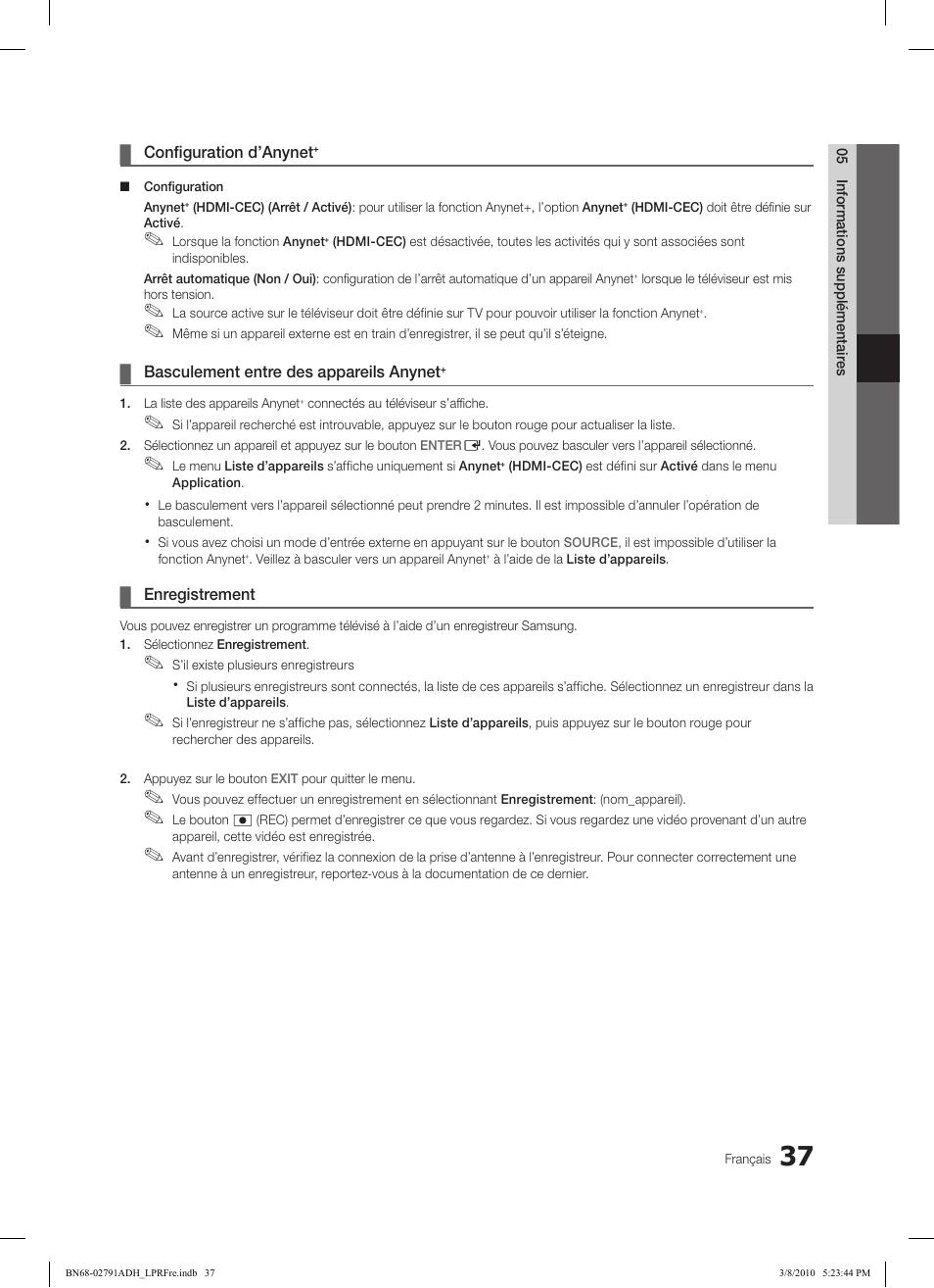 Samsung LE46C579J1S User Manual | Page 135 / 198