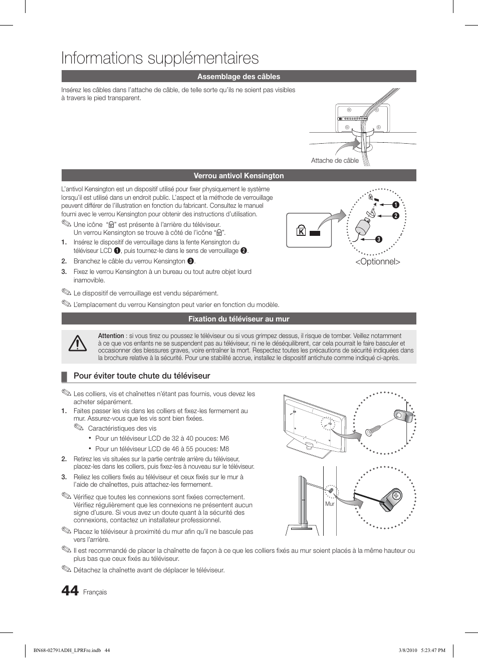 Informations supplémentaires | Samsung LE46C579J1S User Manual | Page 142 / 198