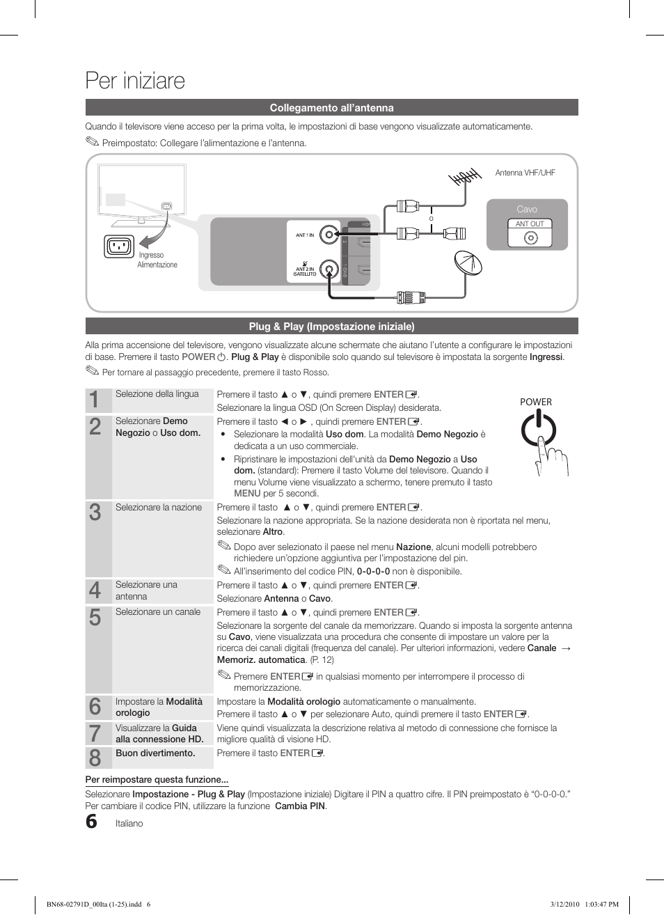 Per iniziare | Samsung LE46C579J1S User Manual | Page 153 / 198