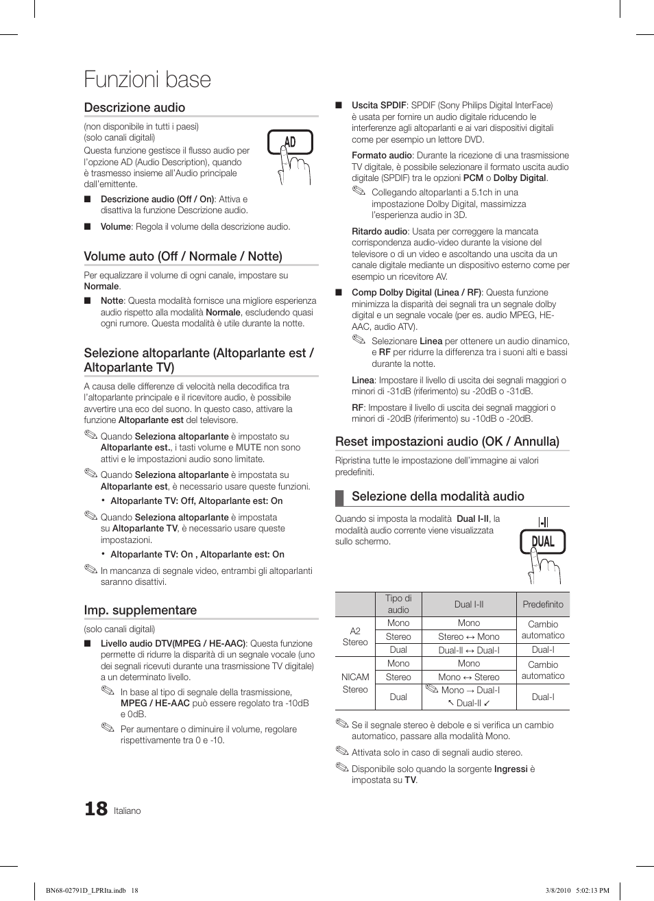 Funzioni base | Samsung LE46C579J1S User Manual | Page 165 / 198