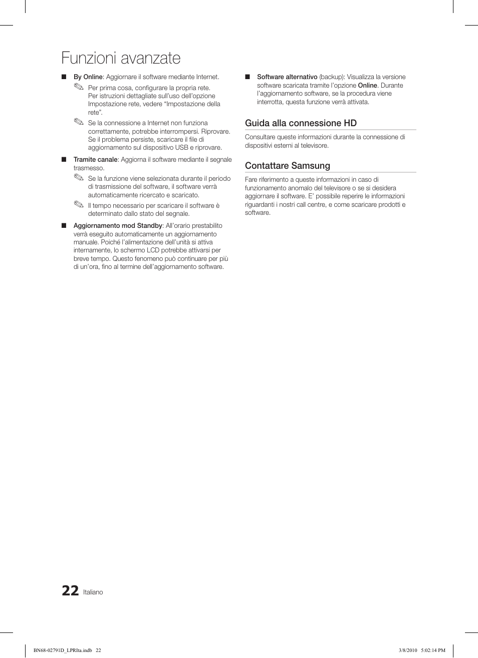 Funzioni avanzate | Samsung LE46C579J1S User Manual | Page 169 / 198