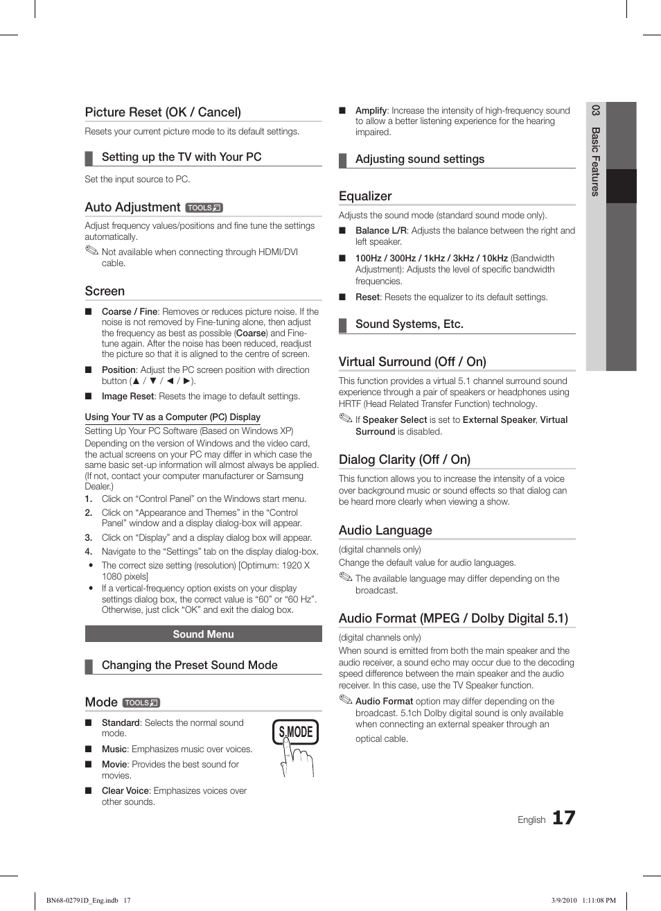 Subt. dual i-ii p.mode s.mode source, Hdmi, Ch list | Samsung LE46C579J1S User Manual | Page 17 / 198