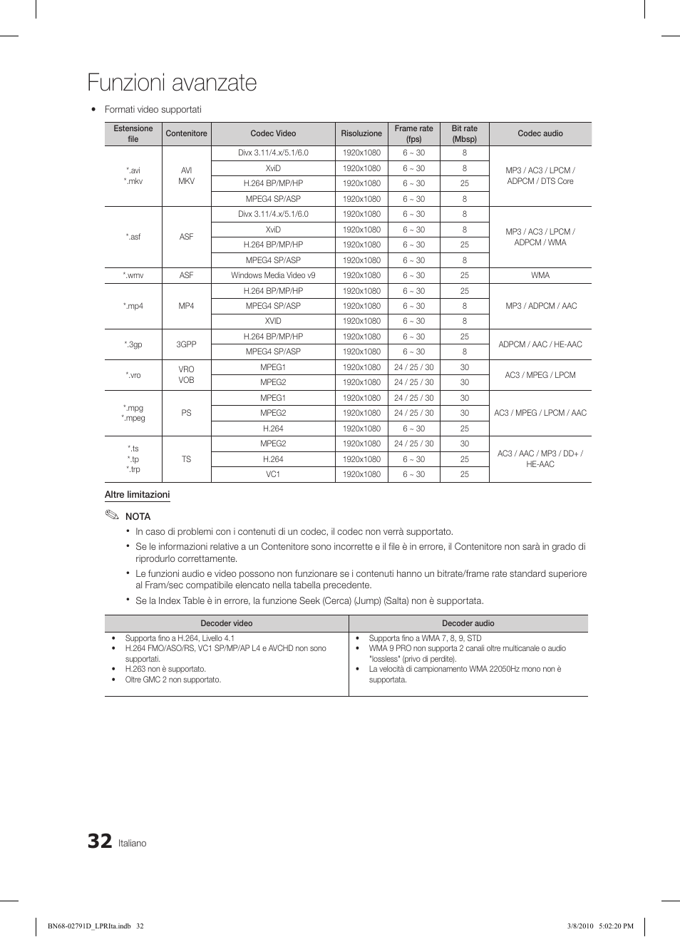 Funzioni avanzate | Samsung LE46C579J1S User Manual | Page 179 / 198