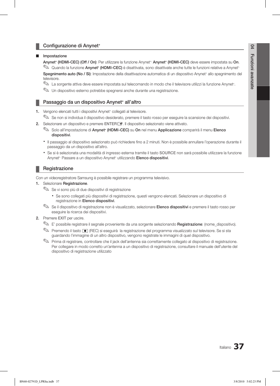 Samsung LE46C579J1S User Manual | Page 184 / 198