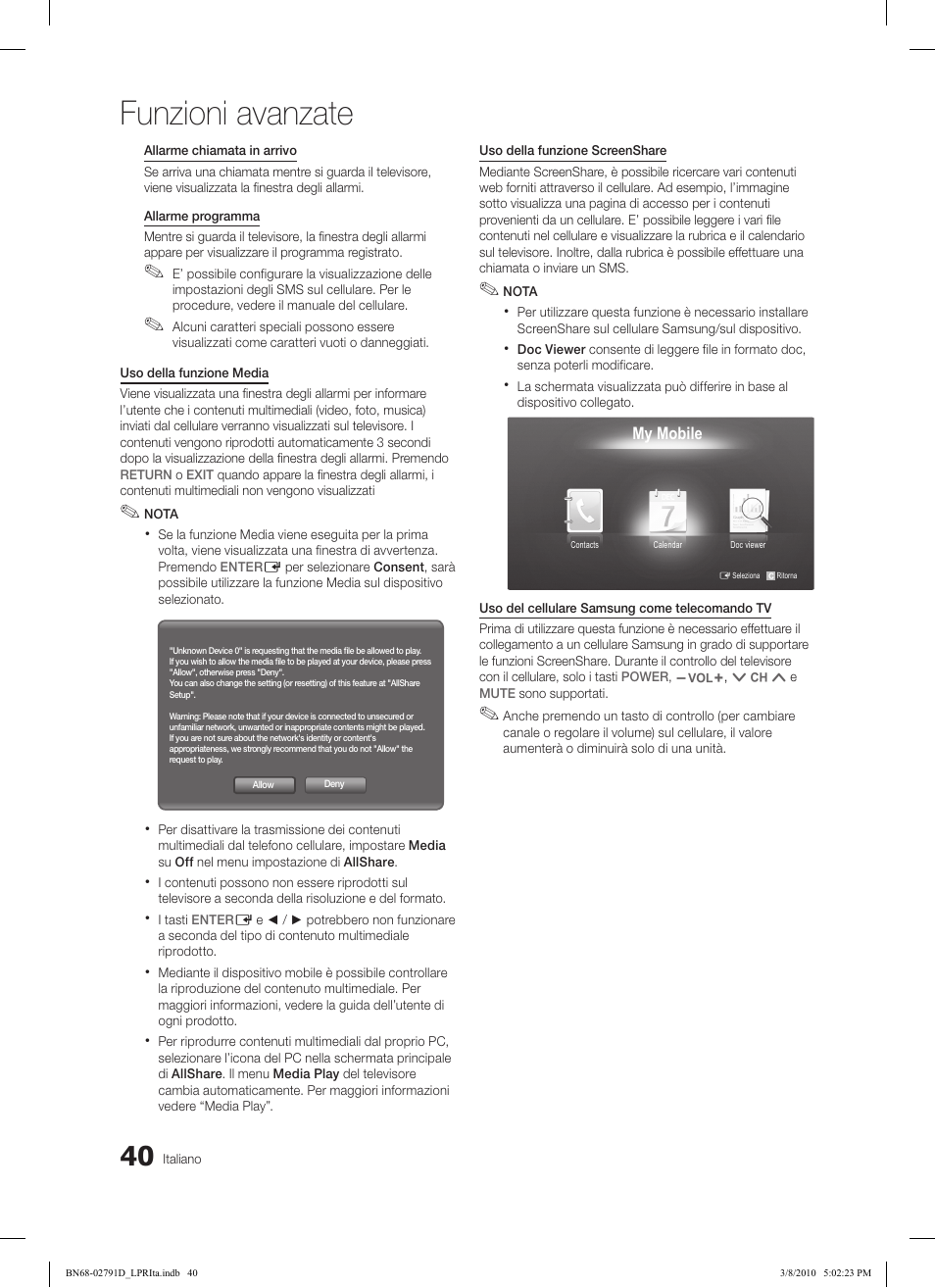 Funzioni avanzate | Samsung LE46C579J1S User Manual | Page 187 / 198