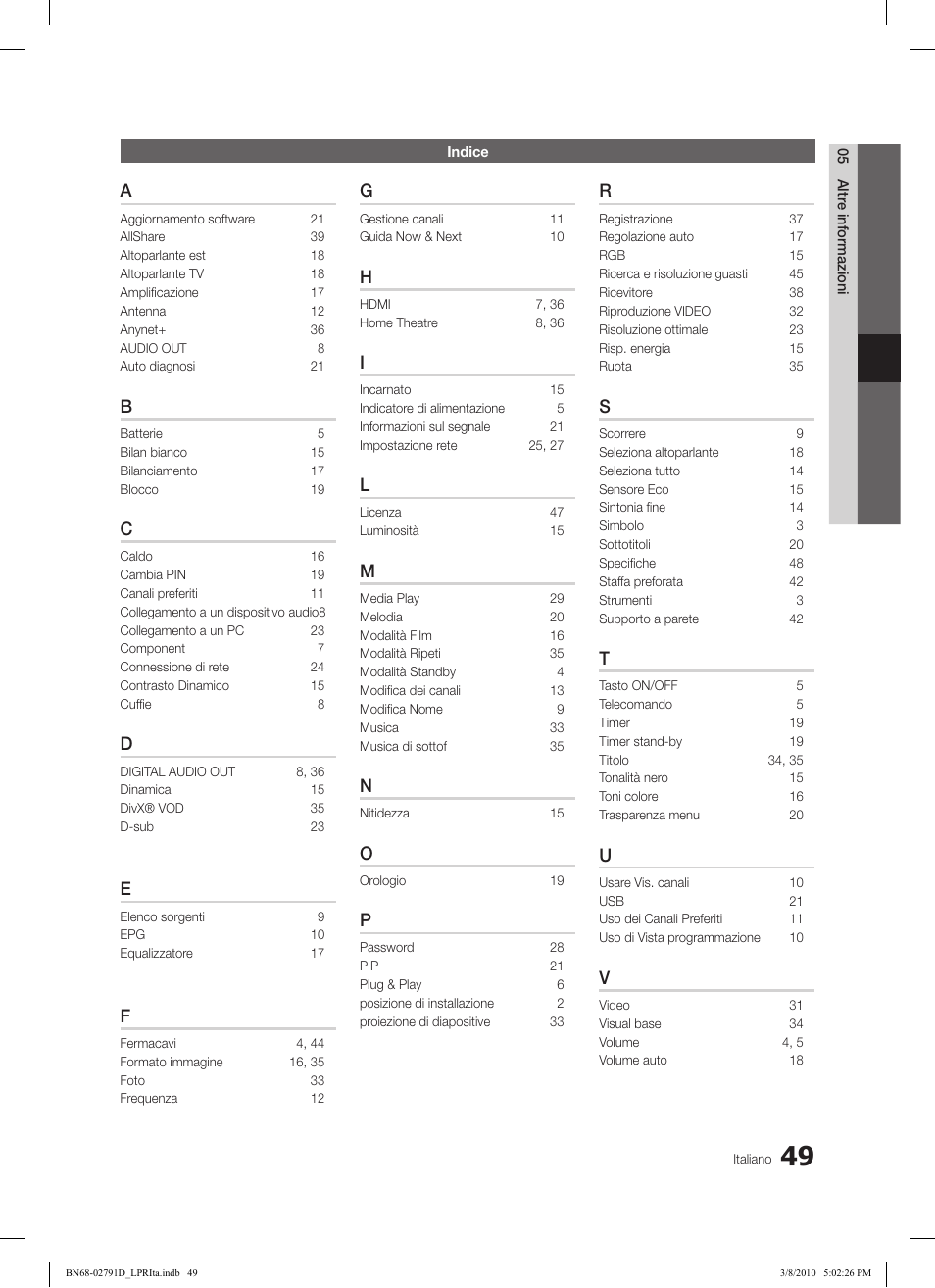 Samsung LE46C579J1S User Manual | Page 196 / 198