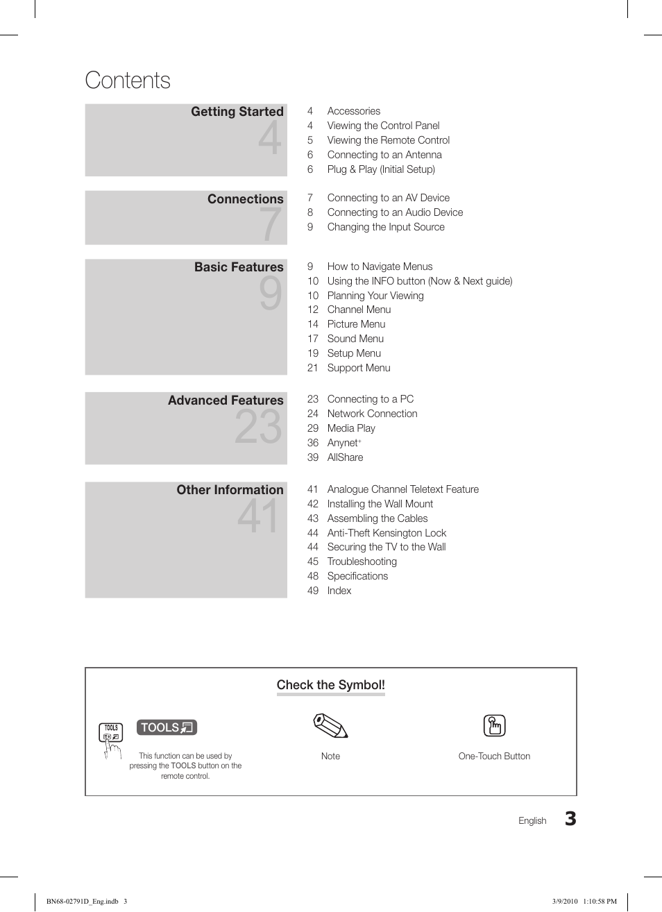 Samsung LE46C579J1S User Manual | Page 3 / 198