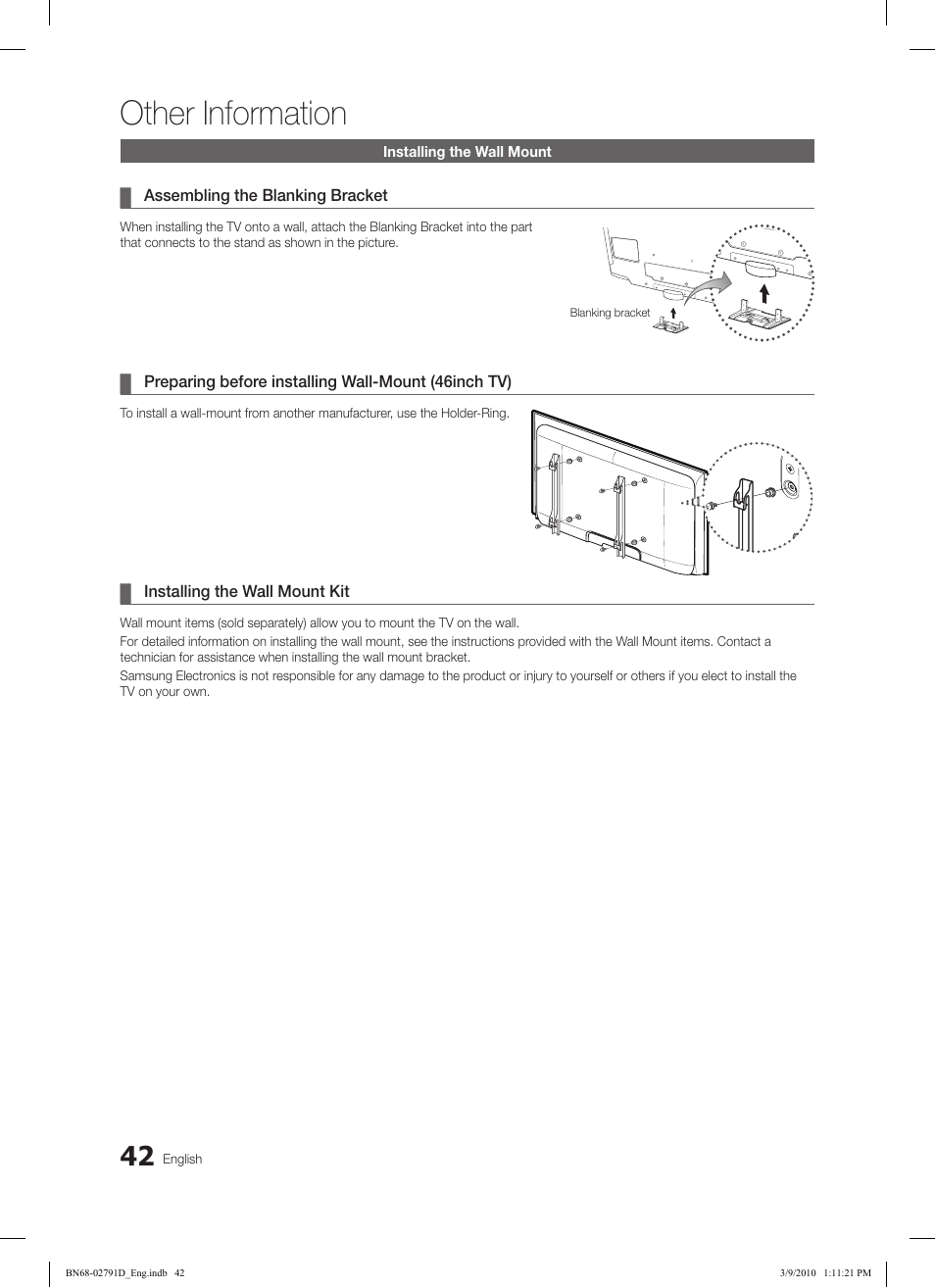 Other information | Samsung LE46C579J1S User Manual | Page 42 / 198