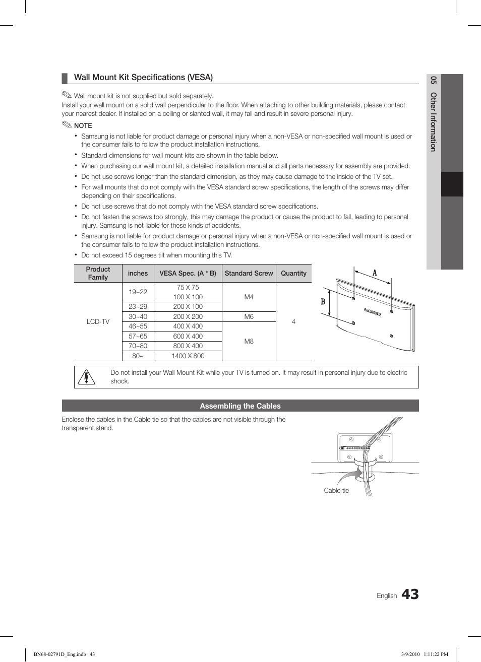 Samsung LE46C579J1S User Manual | Page 43 / 198