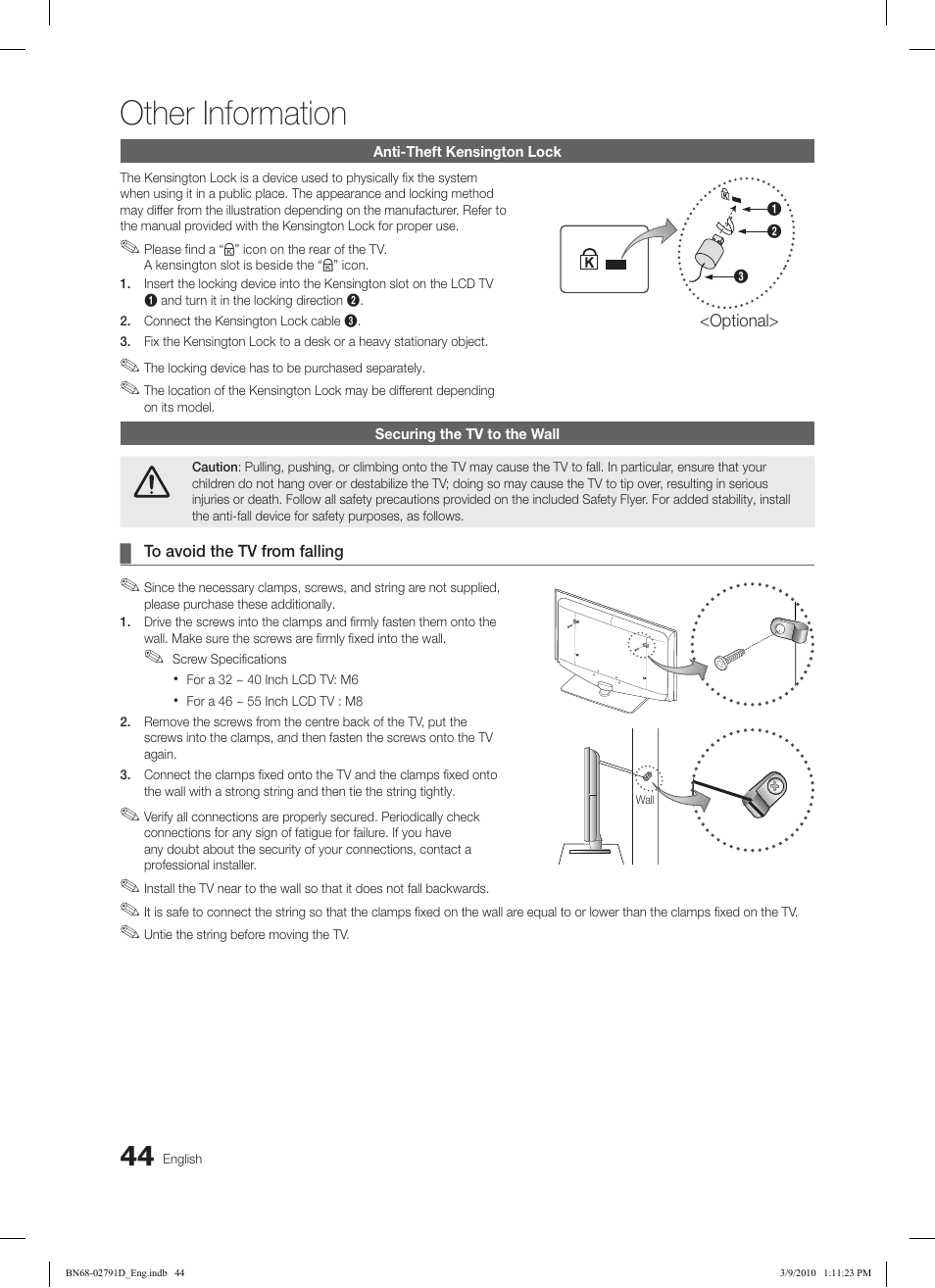 Other information | Samsung LE46C579J1S User Manual | Page 44 / 198