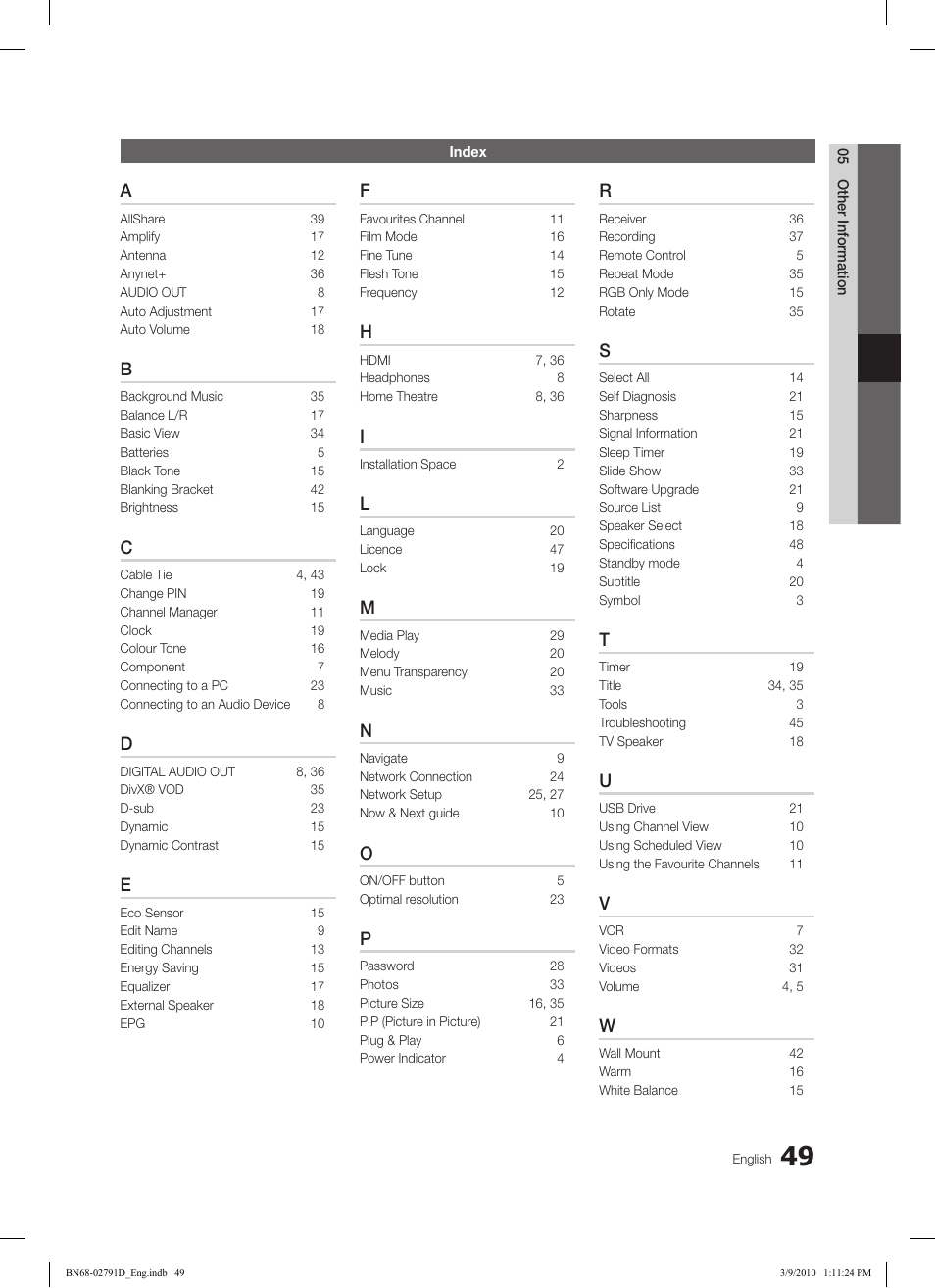 Samsung LE46C579J1S User Manual | Page 49 / 198