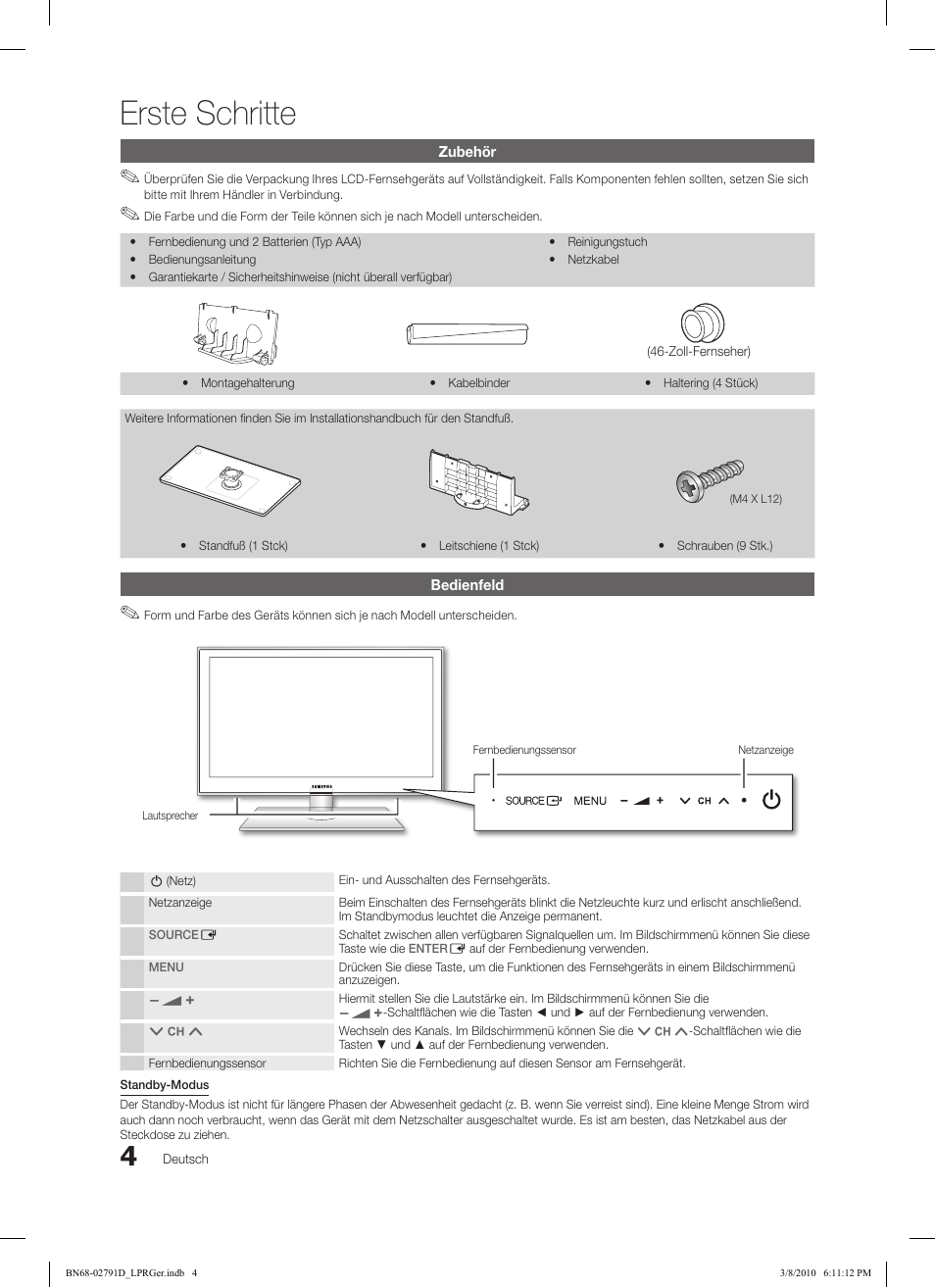 Erste schritte | Samsung LE46C579J1S User Manual | Page 53 / 198