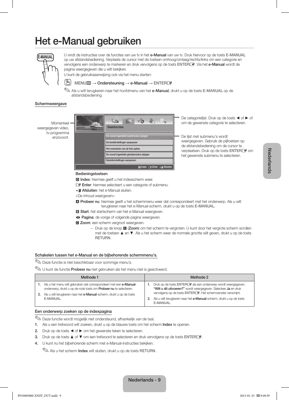 Het e-manual gebruiken | Samsung PS51F5000AW User Manual | Page 63 / 73