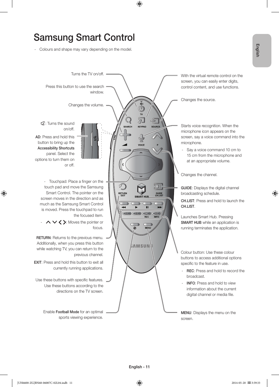 Samsung smart control | Samsung UE40H6740SV User Manual | Page 11 / 89