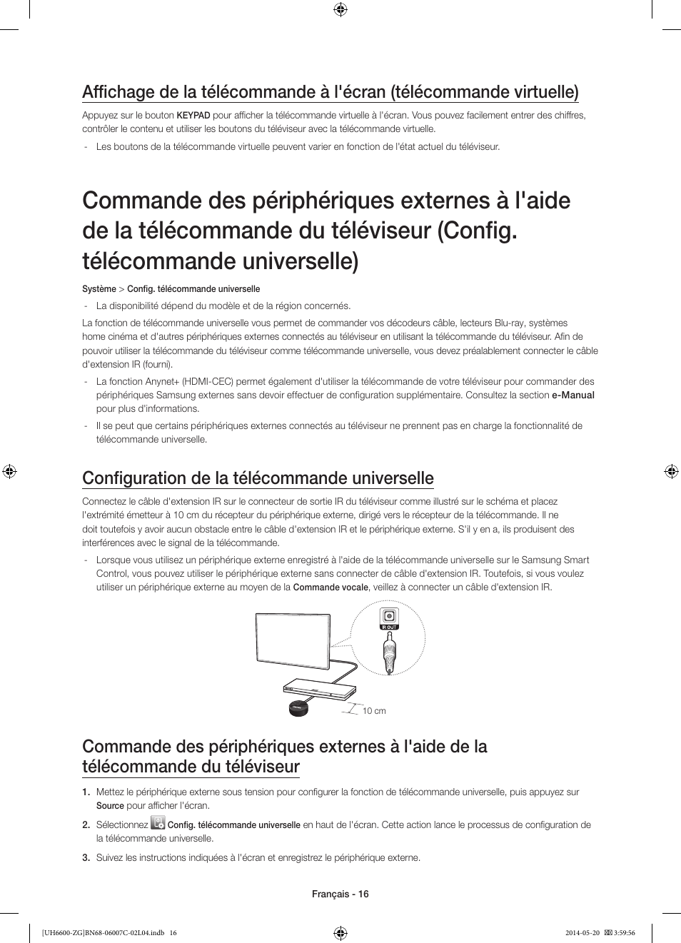Configuration de la télécommande universelle | Samsung UE40H6740SV User Manual | Page 60 / 89