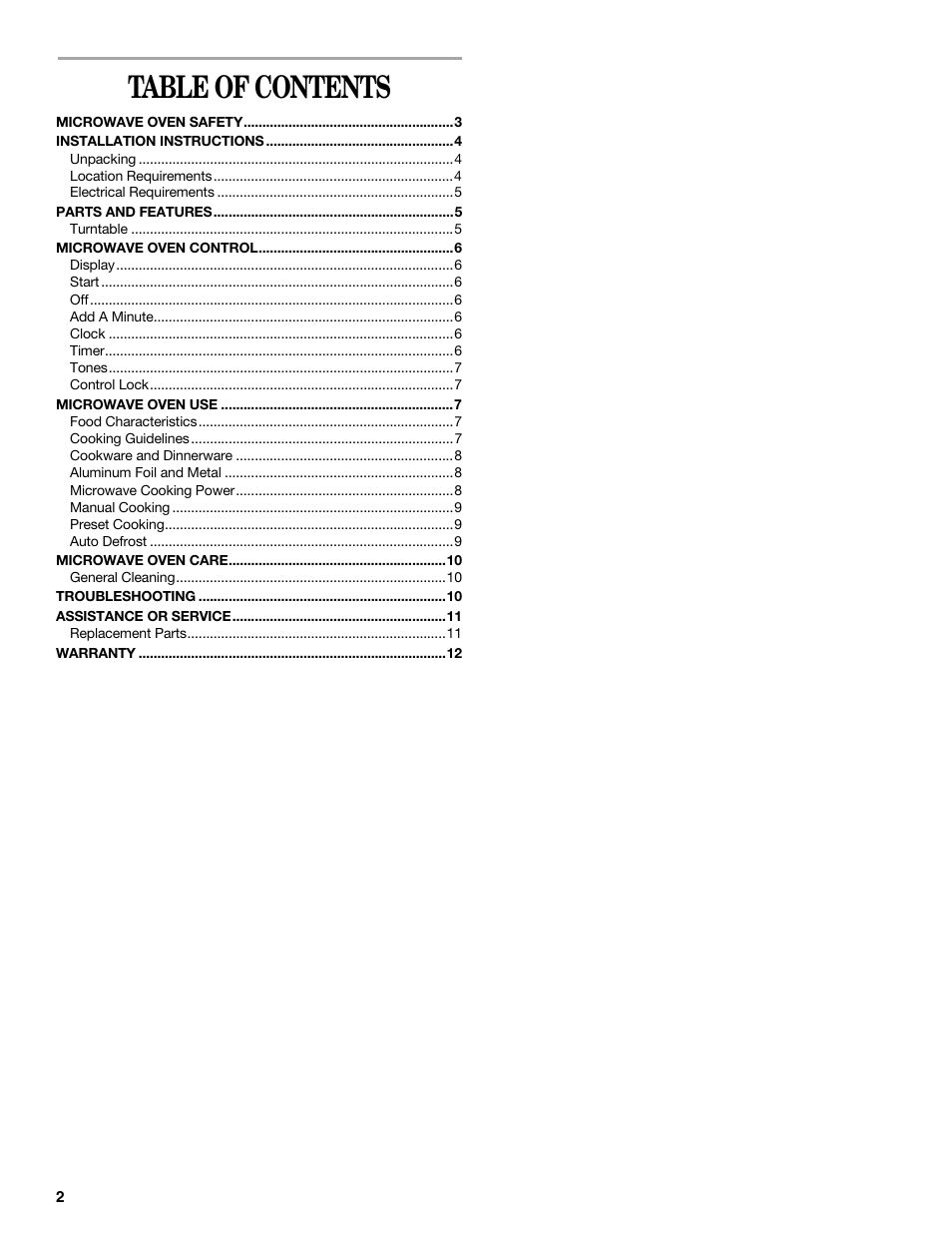 Amana AMC1070 User Manual | Page 2 / 12