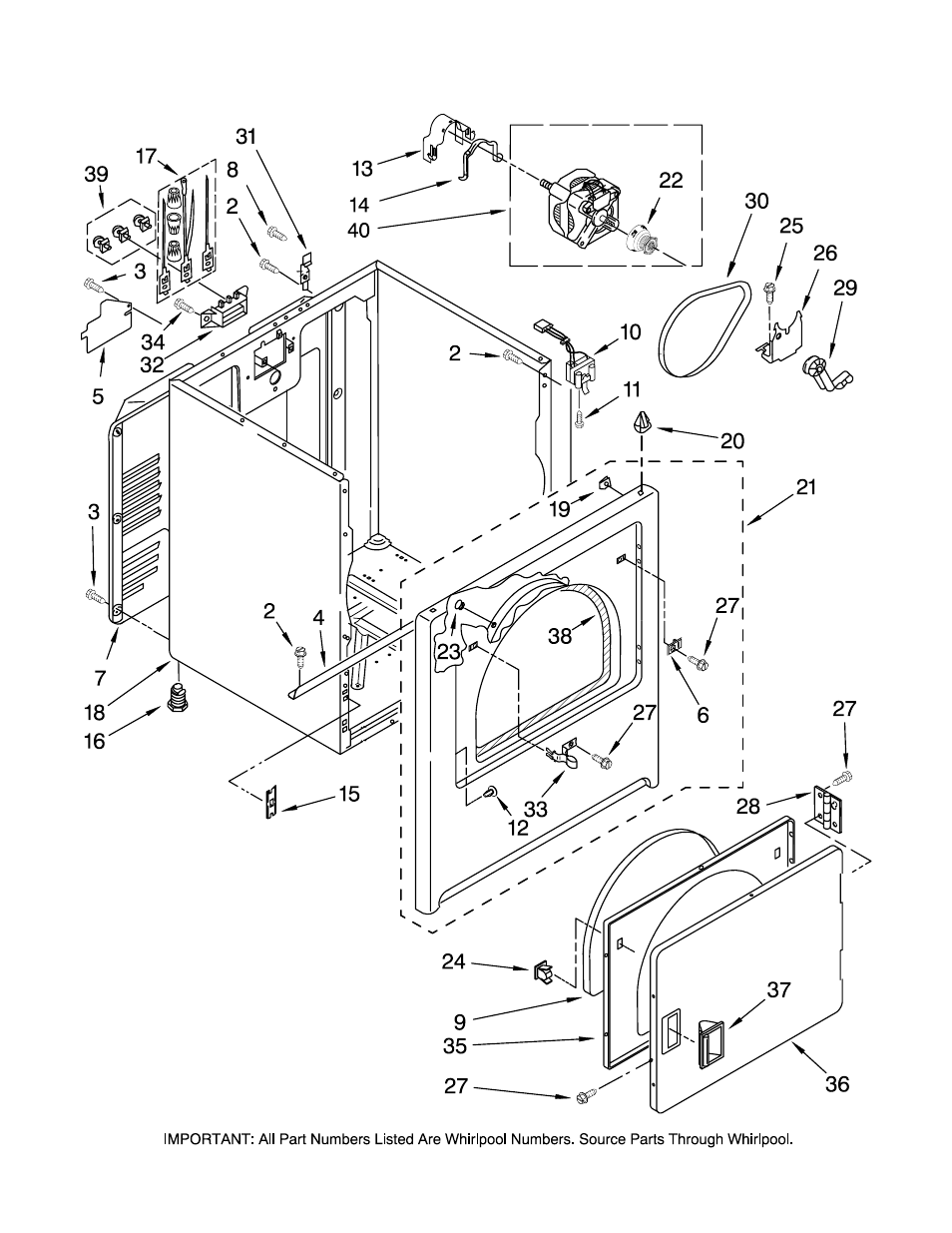 Cabinet, Cabinet parts | Amana NED5240TQ0 User Manual | Page 3 / 6