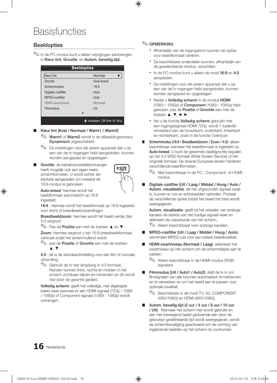 Basisfuncties | Samsung UE32C4000PW User Manual | Page 142 / 169