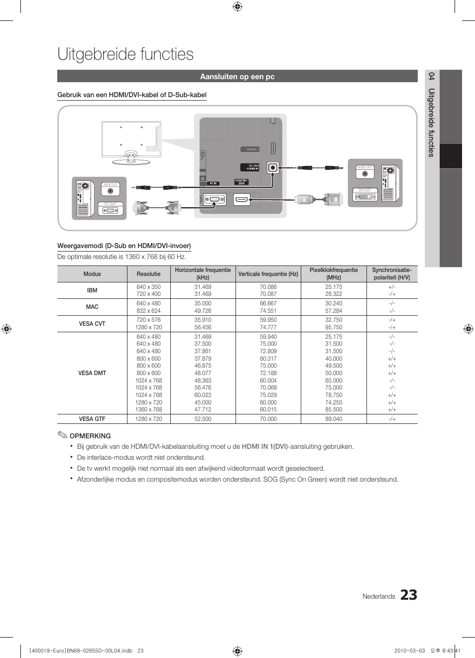 Uitgebreide functies | Samsung UE32C4000PW User Manual | Page 149 / 169