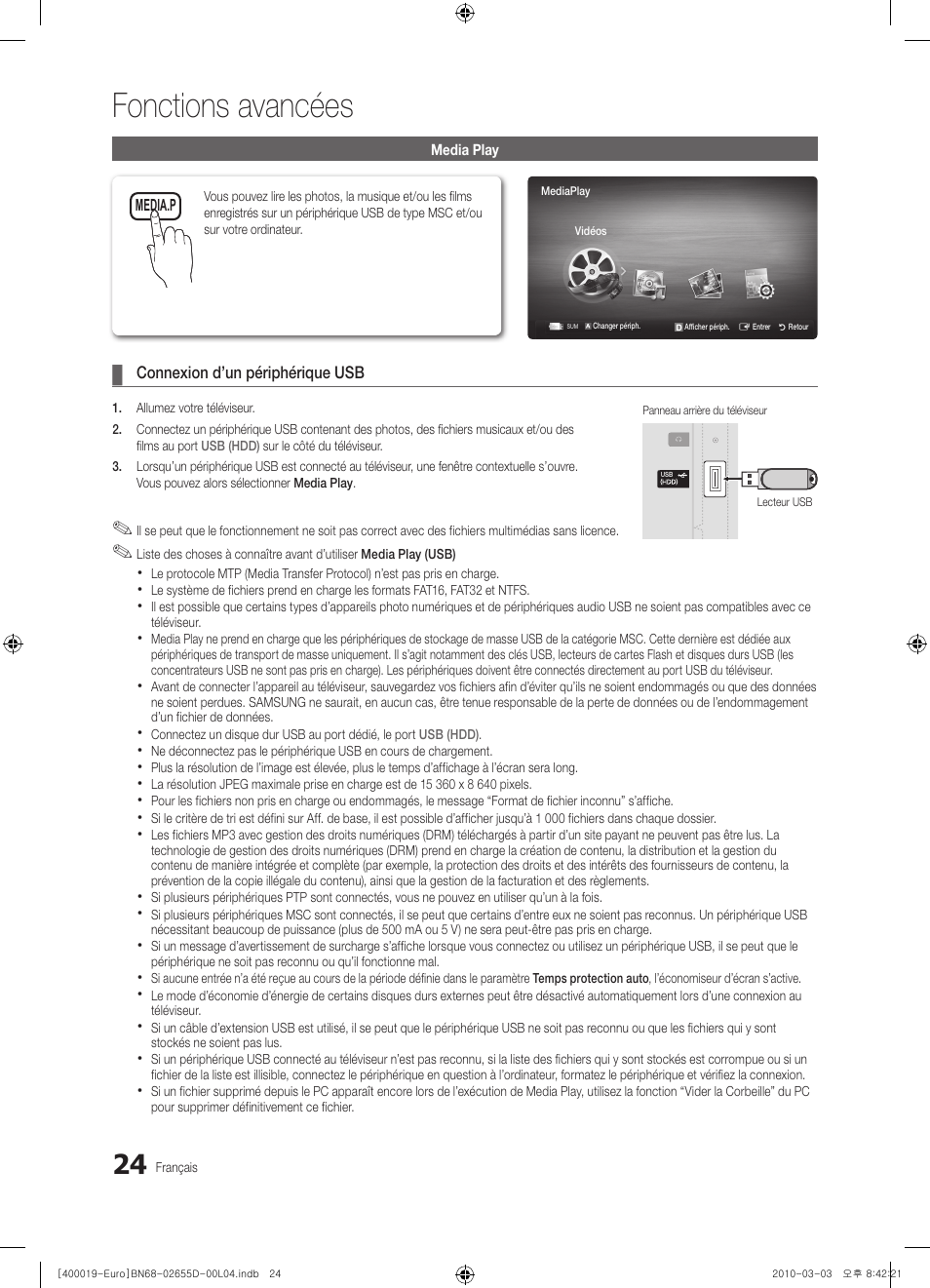 Fonctions avancées | Samsung UE32C4000PW User Manual | Page 66 / 169