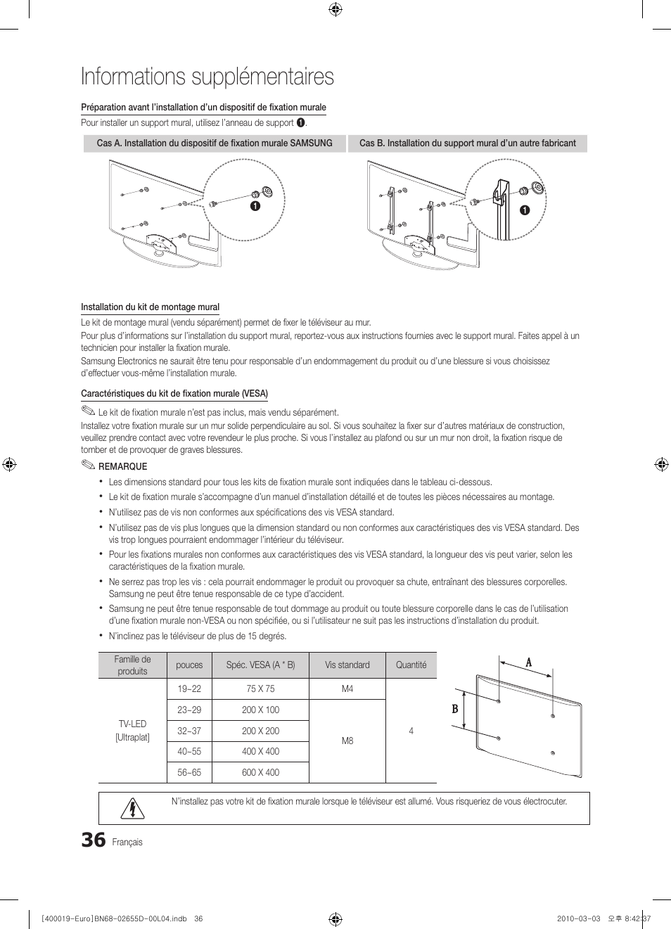 Informations supplémentaires | Samsung UE32C4000PW User Manual | Page 78 / 169