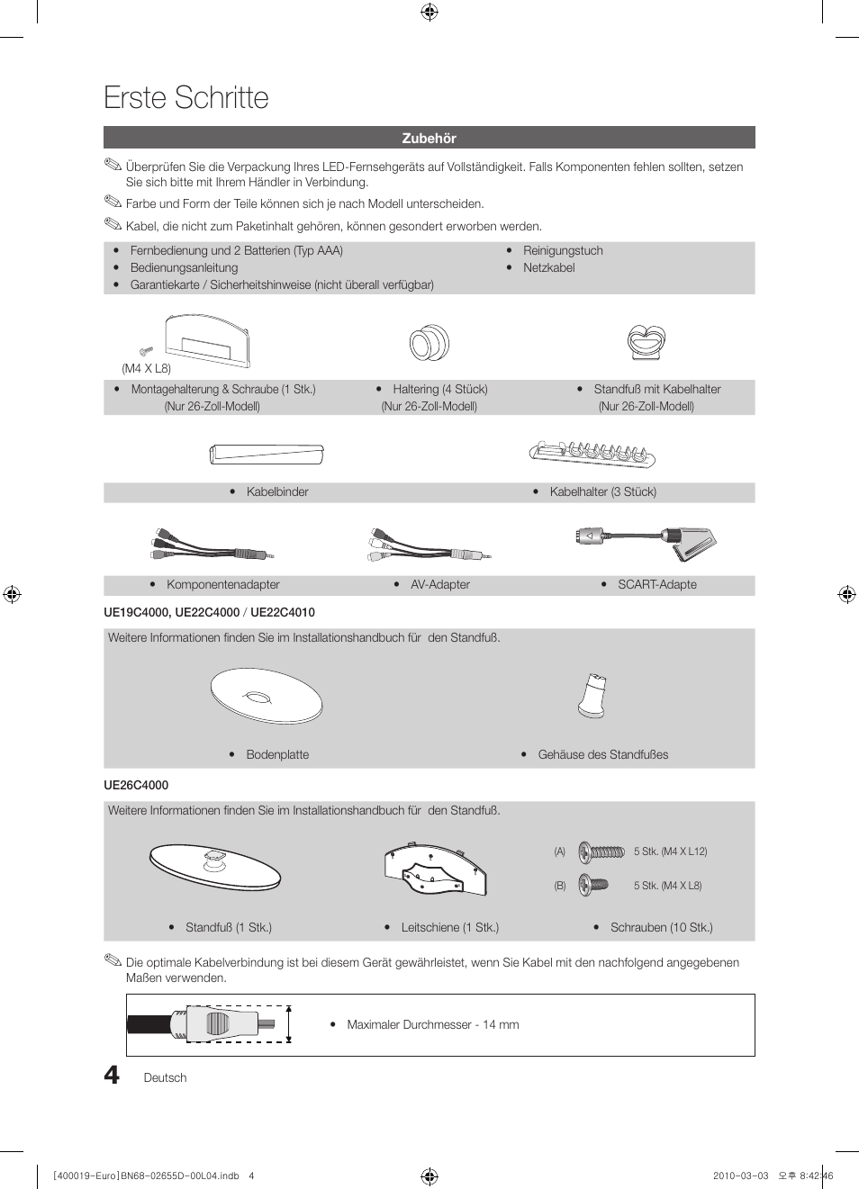 Erste schritte | Samsung UE32C4000PW User Manual | Page 88 / 169