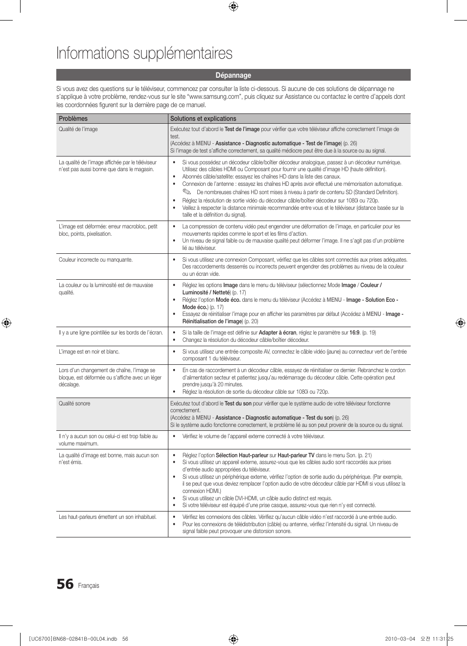 Informations supplémentaires | Samsung UE37C6730US User Manual | Page 116 / 241