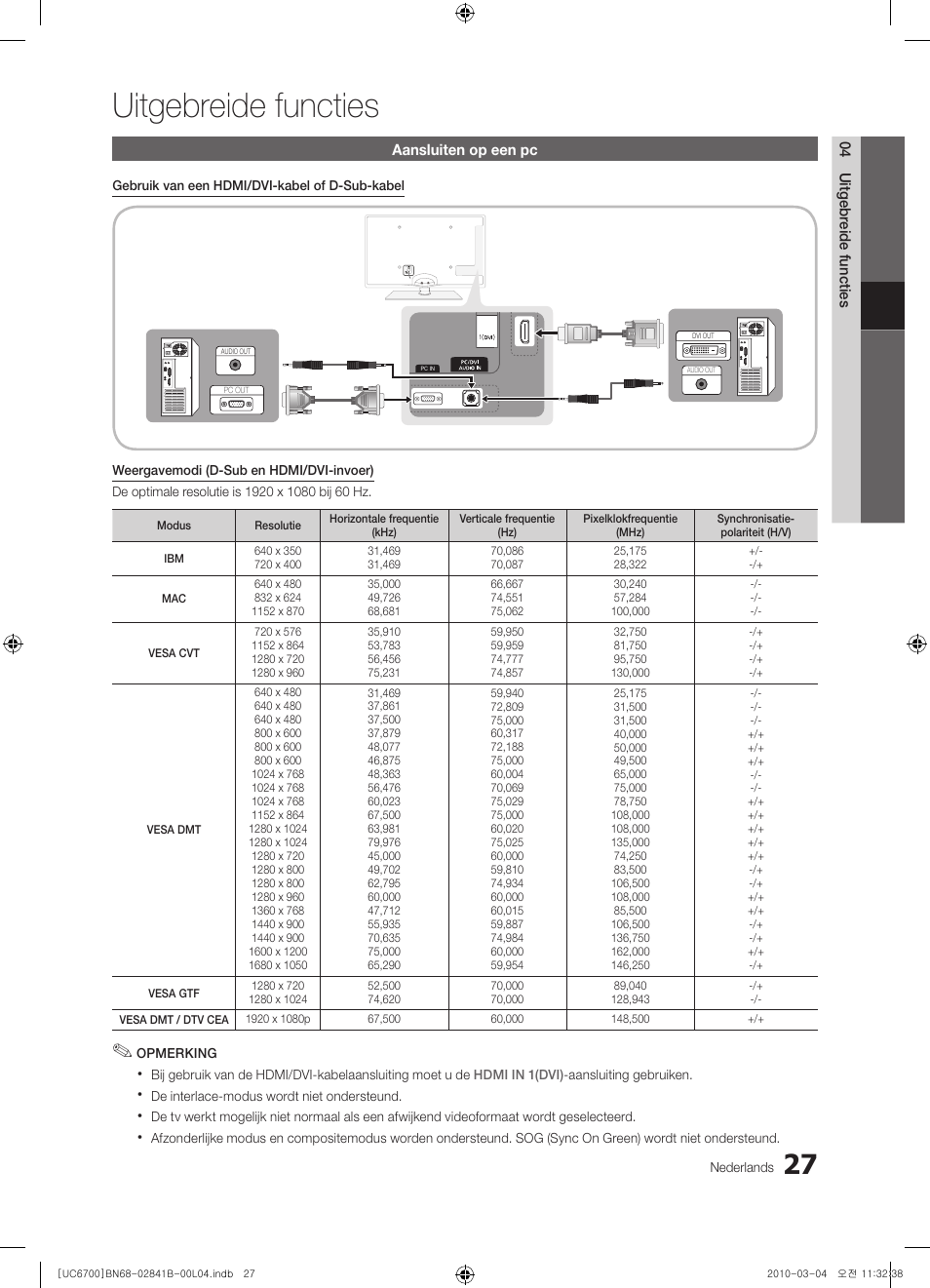 Uitgebreide functies | Samsung UE37C6730US User Manual | Page 207 / 241