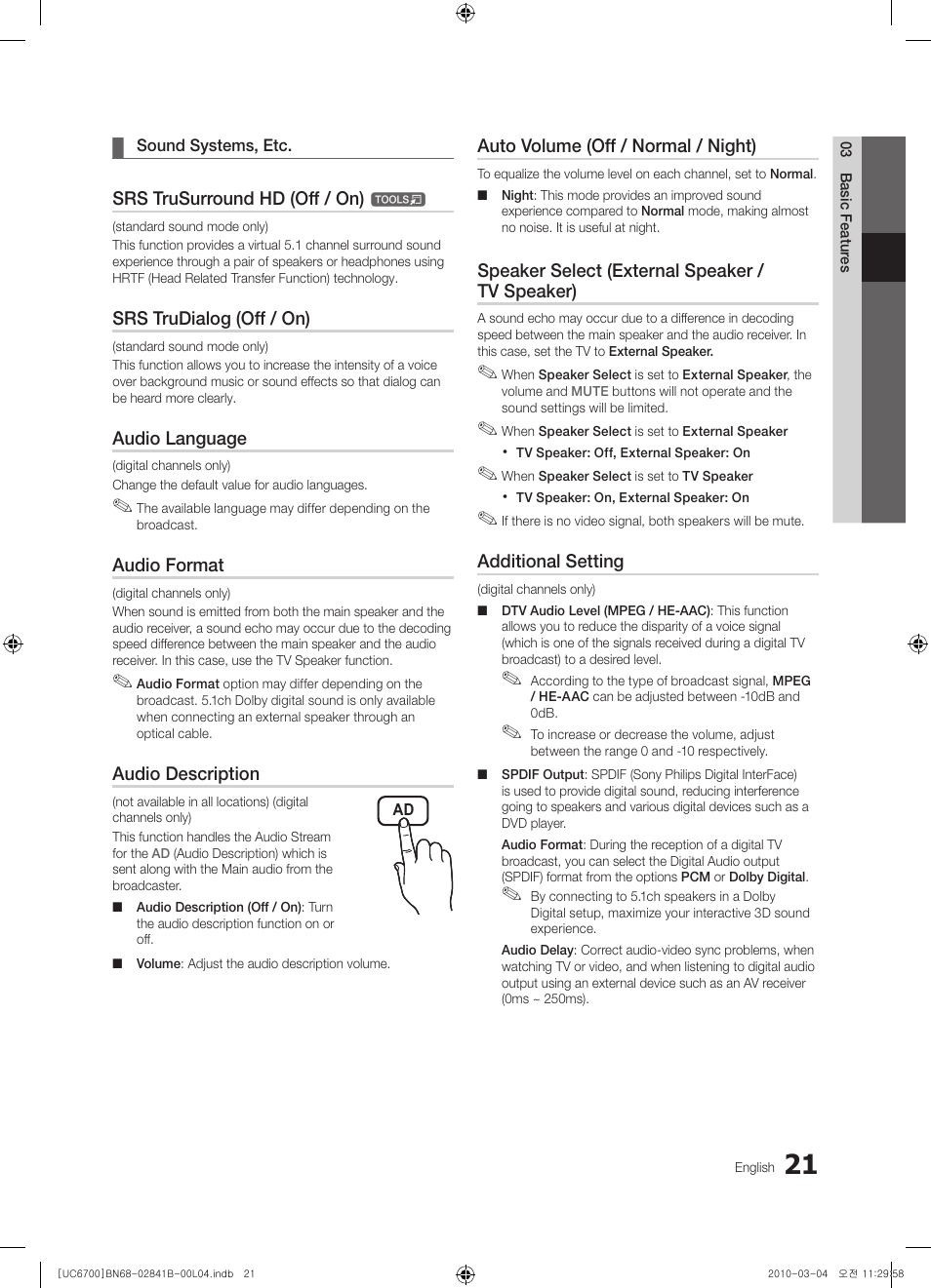 Samsung UE37C6730US User Manual | Page 21 / 241